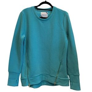 Addison Bay Aqua Blue Ribbed Crewneck Sweatshirt Sz:M